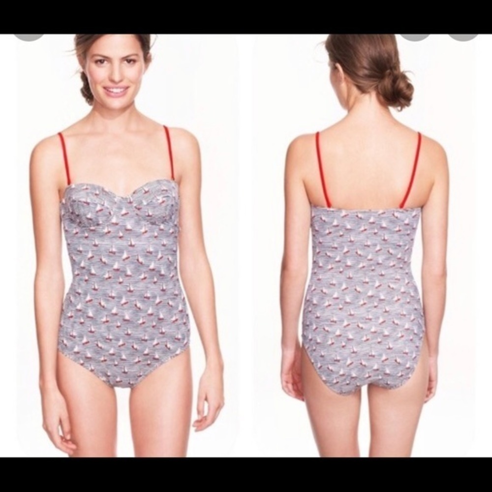 j. crew one piece sailboat printed swimsuit